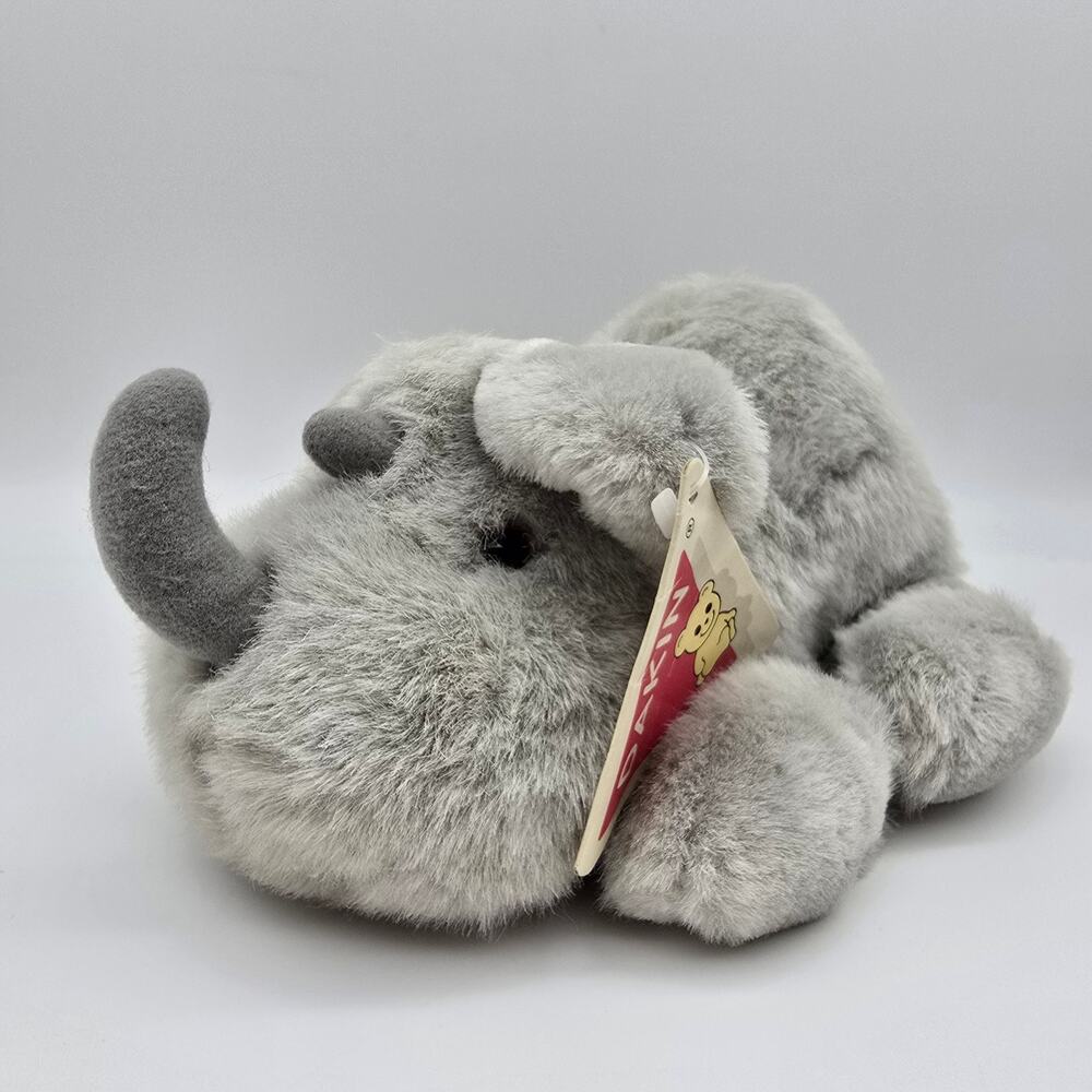 Rare NWT Vintage 1990 Dakin Handcrafted 10" Gray Dyno Rhino Wildlife Plush
